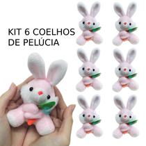 Kit 6 Mini Coelhos Páscoa Pelúcia Sortido Chaveiro Presente