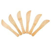 Kit 6 Mini Facas Bambu Petiscos Espátulas Geléias Manteiga Patê Servir Mesa Posta Pequenas - Plasvale