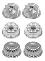 Kit 6 Mini Formas Bolo Vulcão Torta Suíça Decorada Com Furo Kit 6 Mini Formas Bolo Vulcão Torta Suíça Decorada Com Furo