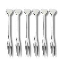 Kit 6 Mini Garfos Aço Inox Coração Para Petiscos Aperitivos Fondue Uny Home Kit 6 Mini Garfos Aço Inox Coração Para Petiscos Aperitivos Fondue Uny Home