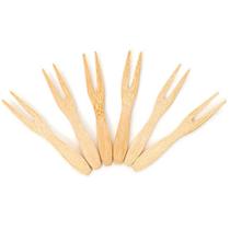 Kit 6 Mini Garfos de Bambu Petiscos Coquetel 2x9cm Plasvale Natural Essence