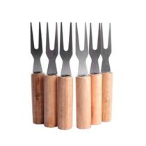Kit 6 Mini Garfos de Madeira Para Petiscos Churrasco
