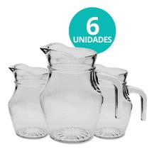 Kit 6 Mini Jarra De Vidro Lisa Transparente Com Alça Agua Suco Clássica 500mL