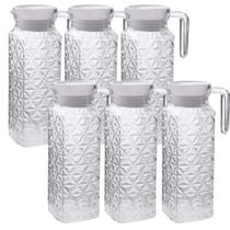 Kit 6 Mini Jarra Vidro Grosso Com Tampa Água Suco Refresco 600ml