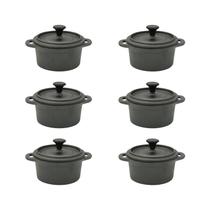 Kit 6 Mini Panelinha Ferro Fundido Tampa Redonda Para Servir Indução Forno 13cm Fackelmann Cozinha Premium