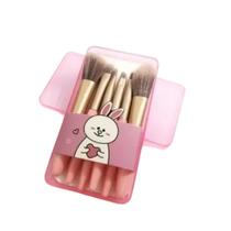 Kit 6 Mini Pincéis de Maquiagem Profissional Cor:Rosa