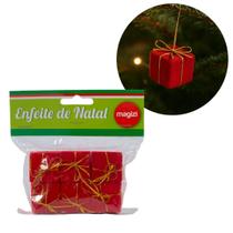Kit 6 Mini Presentes Decorados Natal Enfeite Árvore 3x3cm - Magizi