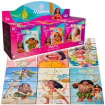 Kit 6 Mini Quebra Cabeça Moana Princesa Disney Maui Madeira