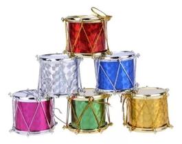 Kit 6 Mini Tambores Colorido Natal Enfeite Decorativo