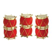Kit 6 Mini Tambores Veludo Vermelho e Dourado 3cm Enfeite Natal - Magizi Kit 6 Mini Tambores Veludo Vermelho e Dourado 3cm Enfeite Natal - Magizi