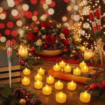 Kit 6 Mini Vela Led Eletrônica E 6 Flores Decoração Natal Nome do desenho:Vela LED e Flor PlásticoCor:Laranja