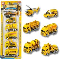 Kit 6 Miniatura Fricção Escavadeira Betoneira Construção