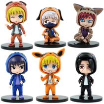 Kit 6 Miniaturas Naruto Ninjas Fofos Fantasiados Naruto Sasuke Gaara