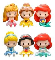 Kit 6 Miniaturas Princesas Disney Ariel Bela Branca de Neve