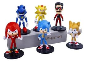 Kit 6 Miniaturas sonic o filme robotinic knuckles c/base 11 cm