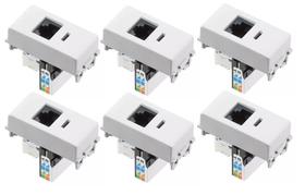 Kit 6 Modulo Para Telefone RJ11 Branca - Tramontina Kit 6 Modulo Para Telefone RJ11 Branca - Tramontina