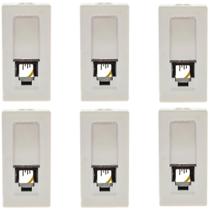 Kit 6 Módulo Tomada Rj11 4 Fios Branco Pial plus 615010BC Kit 6 Módulo Tomada Rj11 4 Fios Branco Pial plus 615010BC