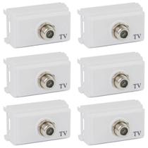 Kit 6 Módulos Tomada TV Antena Ilumi i9 Branco Embutir Padrão Coaxial Residencial Qualidade Superior