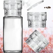 Kit 6 Moedor Vidro 100ml c/ Moedor Plástico Sal Pimenta e Temperos Super Prático