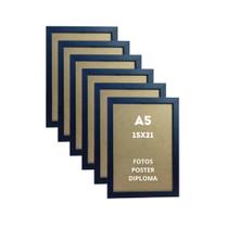 Kit 6 Moldura 15x21 A5 Com Vidro Porta Retrato de Mesa e Parede