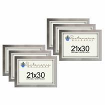 Kit 6 Molduras Porta Diploma Certificado A4 21x30 Prateado