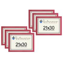 Kit 6 Molduras Porta Diploma Certificado A4 21x30 Rosa