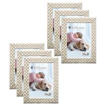 Kit 6 Molduras Porta Retrato 15x21 3cm Relevo Bege