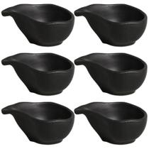 Kit 6 Molheiras 40ml Cerâmica Oval 8x6cm Orgânico Preto Matte Porto Brasil Caldas Shoyu Kit 6 Molheiras 40ml Cerâmica Oval 8x6cm Orgânico Preto Matte Porto Brasil Caldas Shoyu