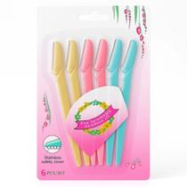 Kit 6 Navalha Facial para Sobrancelha Uso Diário Remoção Precisa de Pelos