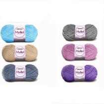 Kit 6 Novelo Lã Mollet circulo 40g 500 Tex cores a escolha