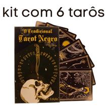 Kit 6 O Tradicional Baralho Tarot Negro 78 Cartas Plast. - Lua Mística - 100% Original - Loja Oficial