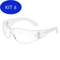 Kit 6 Óculos de segurança incolor marca Kalipso modelo lerpardo