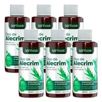 Kit 6 Óleo de Alecrim para Cabelo Anti Queda Crescimento Capilar Umectação Hidratação 55ml Soft Hair