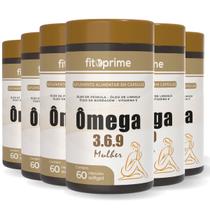 Kit 6 Ômega 3-6-9 Mulher Prímula Linhaça Borragem Vitamina E 60 Cápsulas Fitoprime