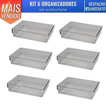 Kit 6 Organizador Acrílico Empilhavel Cozinha Gaveta Escritorio Maquiagem