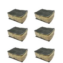 Kit 6 Organizador Cinza GG Para Guarda Roupas e Gavetas