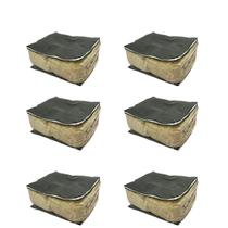 Kit 6 Organizador Cinza Gg Para Guarda Roupas E Gavetas