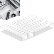 Kit 6 Organizador De Gaveta Armário Modular Plástico Multiuso Porta Utensílios Natural - Ou