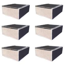 Kit 6 Organizador de Nylon 40x40x11 Preto Toalhas Edredom Kit 6 Organizador de Nylon 40x40x11 Preto Toalhas Edredom