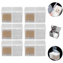 Kit 6 Organizador Duplo Porta Cotonetes Transparente 12cm