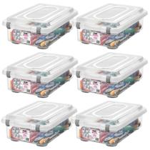 Kit 6 Organizador Plástico 8,60 Litros Jogo Caixa Organizadora De Cosméticos e Papelaria Grande Baixa Caixa Para Armazenamento Top Stock Sanremo