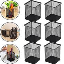 Kit 6 Organizador Porta Caneta Lapis Aramado Quadrado Preto Kit 6 Organizador Porta Caneta Lapis Aramado Quadrado Preto