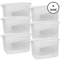 Kit 6 Organizadora - Transparente 20L com Tampa Grande