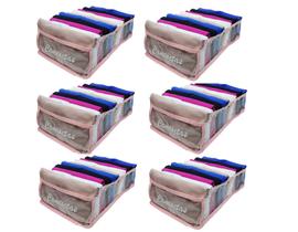 Kit 6 Organizadores de Camisetas Transp. e Rosa 543 VB Home