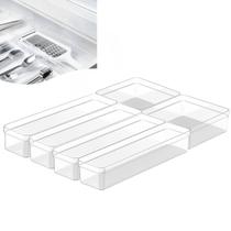 Kit 6 Organizadores De Gaveta Armário Plástico Modular Multiuso Porta Talheres Utensílios Cozinha - Ou