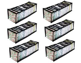Kit 6 Organizadores de Gaveta Transparente e Preto 602 VB Home