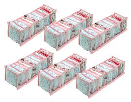 Kit 6 Organizadores de Gavetas Transparente e Rosa 604 VB Home