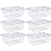 Kit 6 Organizadores de Geladeira com Tampa 660ml Cozinha Restaurante Multiuso Transparente UZ