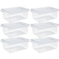 Kit 6 Organizadores de Geladeira com Tampa 660ml Cozinha Restaurante Multiuso Transparente UZ