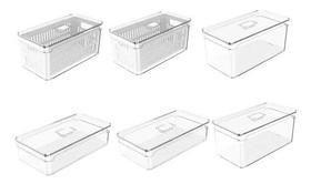 Kit 6 Organizadores De Geladeira Fresh Transparentes Clear